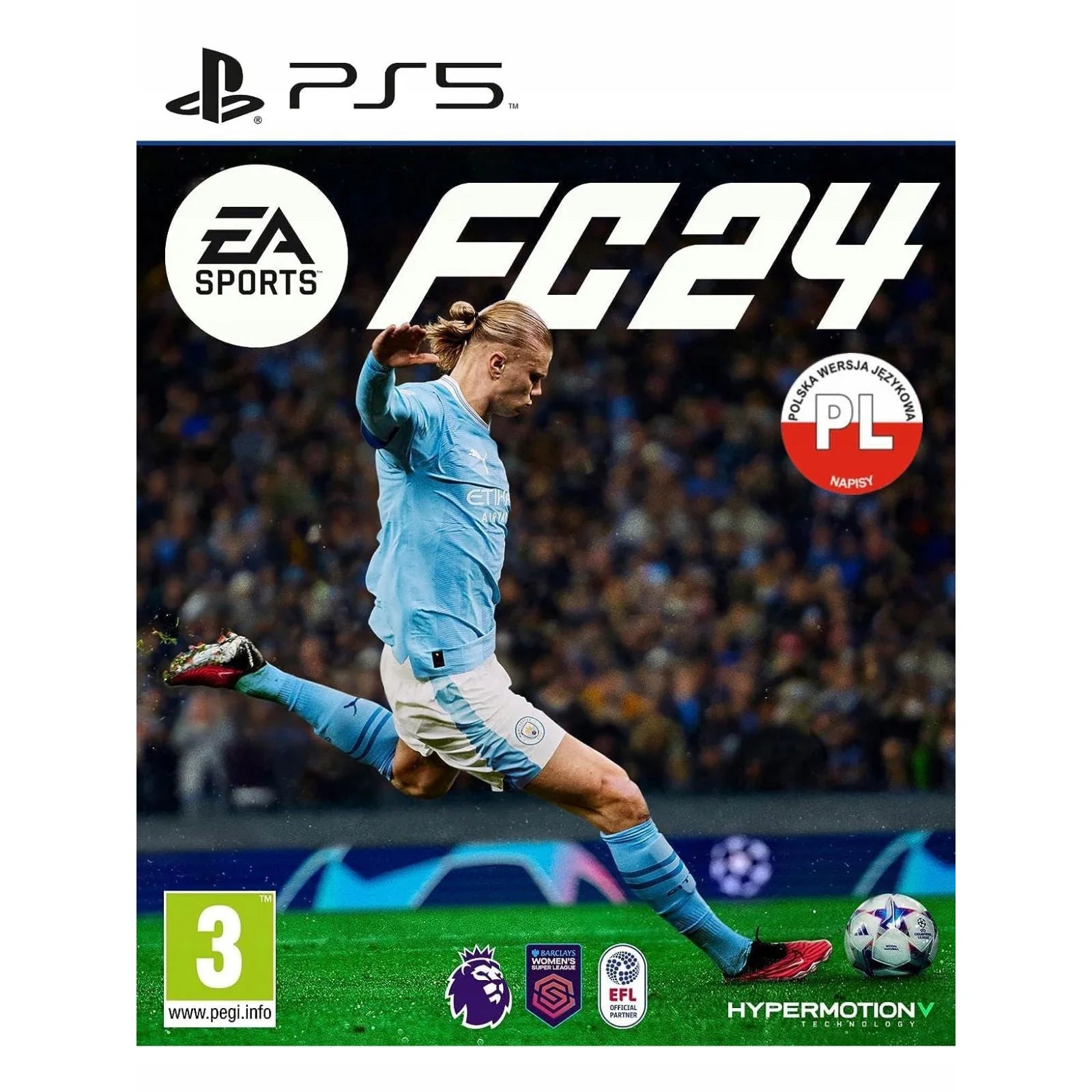 EA Sports FC 24 na PS5 z oznaczoną polską wersją językową